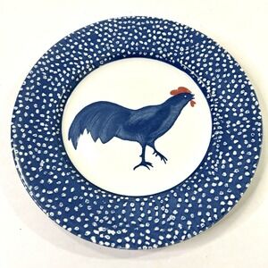 Burleigh Chanticleer Alice Cotterell Rooster 10" Dinner Plate England Blue White